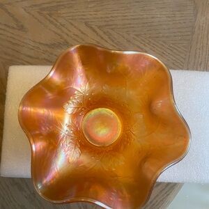 Marigold Carnival Glass Iridescent Decorative Candy Dish
